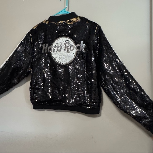 Hard Rock Cafe Black and Gold Sequin Jacket - Picture 9 of 14